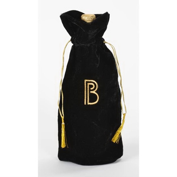 Velvet wine drawstring bag with gold tassel drawstrings, imported. Blank.... from ASI 41630 Brave USA / Brave USA