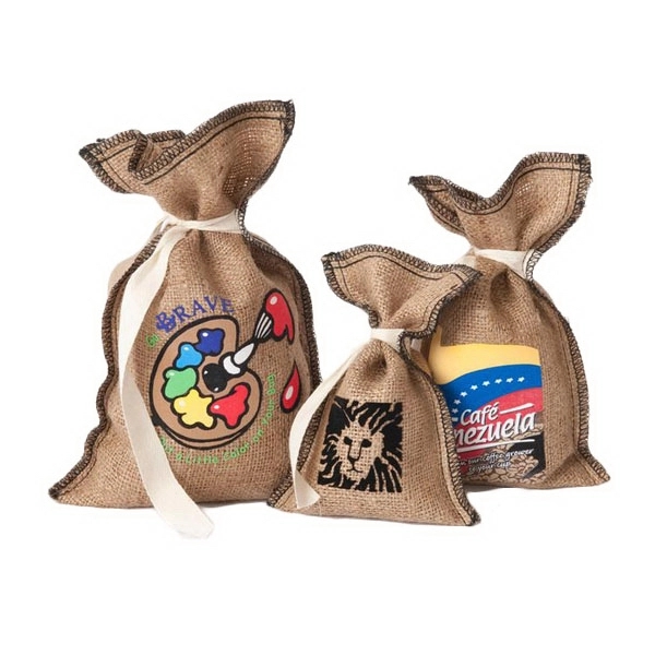 Burlap/Jute pouch with tie and over-locked outside seams.... from ASI 41630 Brave USA / Brave USA