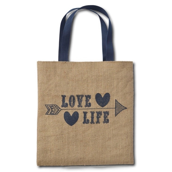 Laminated jute/burlap tote bag with 1" poly webbing handles.... from ASI 41630 Brave USA / Brave USA