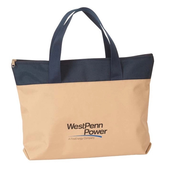 Zipper tote bag with contrasting fabric panels and 1.5" webbing handles.... from ASI 41630 Brave USA / Brave USA