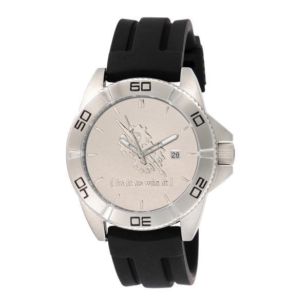 Men's and women's silver watch with black rubber strap, a second... from ASI 86230 Selco