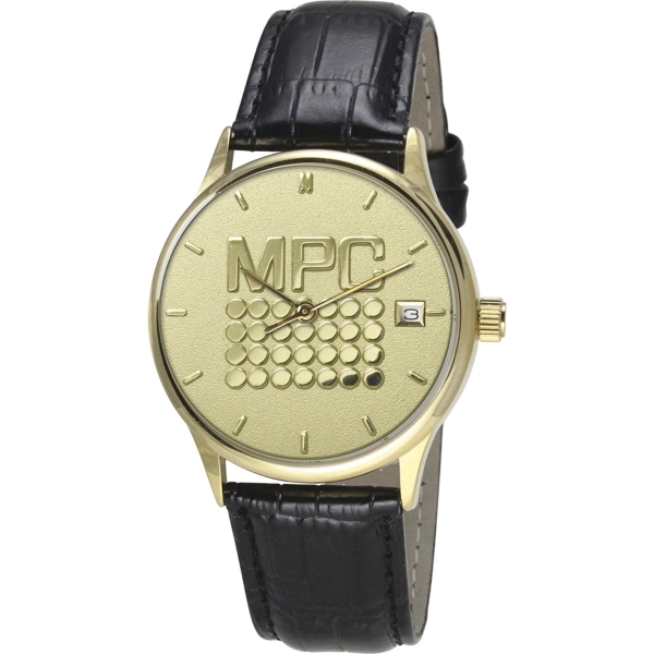 Men's and women's gold Squire watch with a leather strap, water... from ASI 86230 Selco