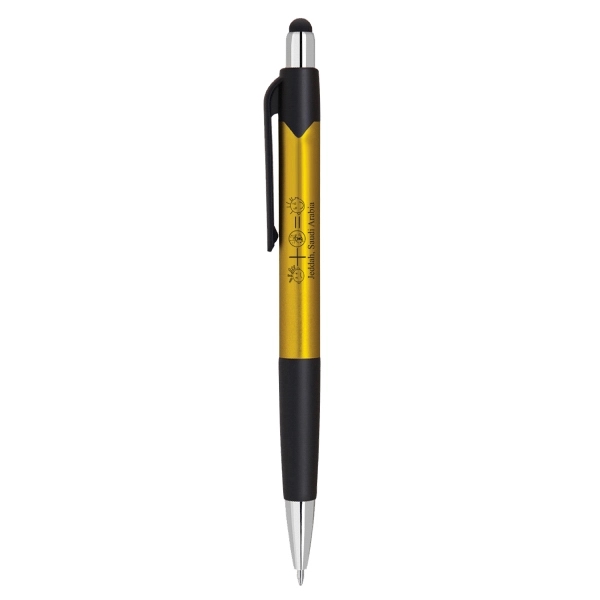 Plastic click action ballpoint pen with soft touch stylus.... from ASI 31517 Admart Products / Admart Line