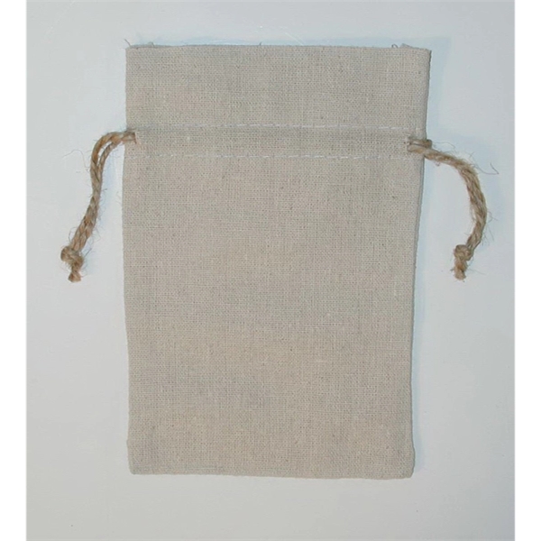 Rough natural cotton drawstring bag with hemp cord and multiple sizes.... from ASI 41630 Brave USA / Brave USA