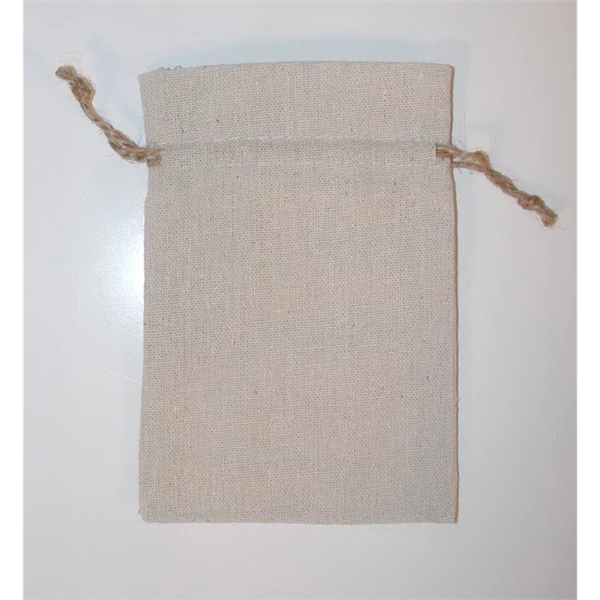 Rough natural cotton drawstring bag with hemp cord and multiple sizes.... from ASI 41630 Brave USA / Brave USA