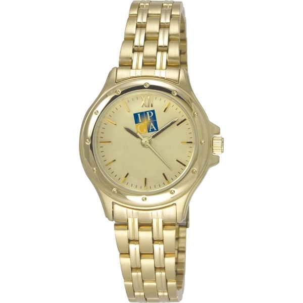 Ladies' gold tone stainless steel watch with three different dial color... from ASI 86230 Selco