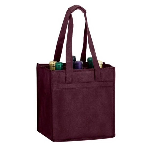 10" x 7" x 11" non-woven polypropylene six-bottle wine tote with... from ASI 35290 American Ad Bag Co