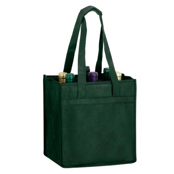 10" x 7" x 11" non-woven polypropylene six-bottle wine tote with... from ASI 35290 American Ad Bag Co