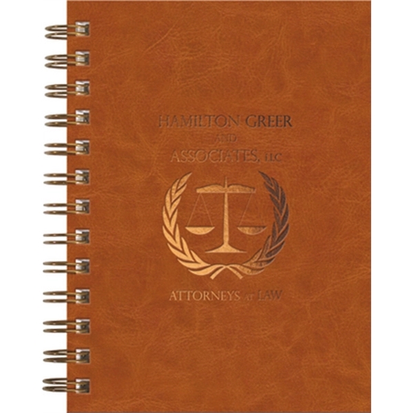 5" x 7" Premium Leather front cover note pad, custom foil... from ASI 91340 Journalbooks/Timeplanner Calendars