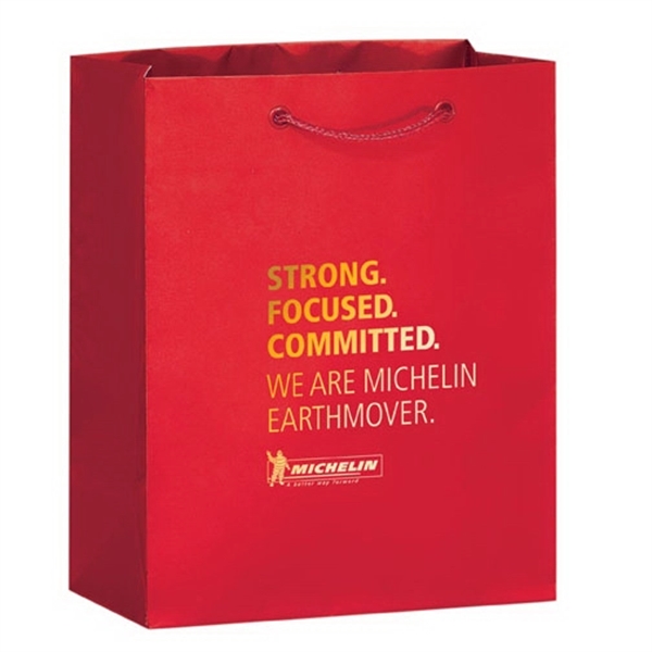 8" x 4" x 10" glossy laminated paper Euro-style bag with... from ASI 35290 American Ad Bag Co