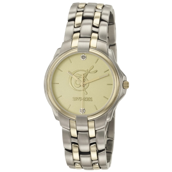 Two-tone gold-plated stainless steel medallion watch with date function and water... from ASI 86230 Selco