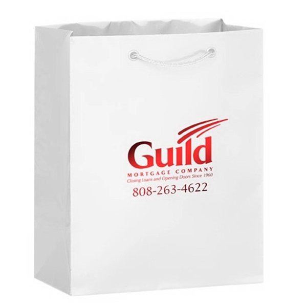 8" x 4" x 10" European style matte paper shopping bag... from ASI 35290 American Ad Bag Co