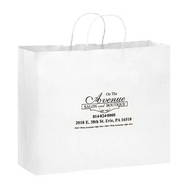 16" x 6" x 12" white Kraft paper shopping bag with... from ASI 35290 American Ad Bag Co