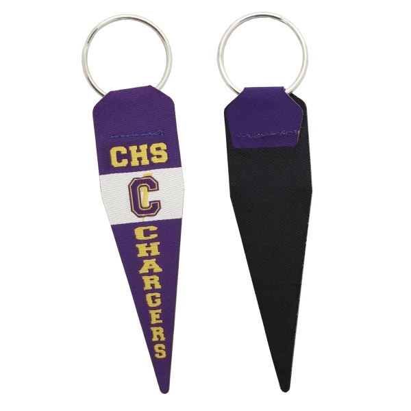 1" x 4" polyester pennant-shaped key fob with large split ring.... from ASI 92980 WOV-IN® / Universal Strap/Wov-In Line