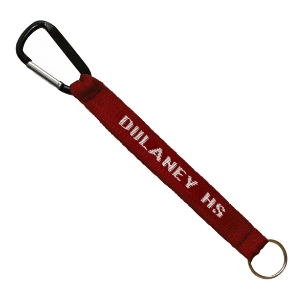 .75" x 6.5" key strap with carabiner and split ring enclosures.... from ASI 92980 WOV-IN® / Universal Strap/Wov-In Line