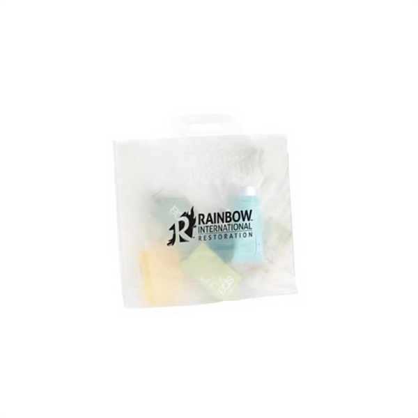 14" x 10" x 4" HDPE/LDPE plastic clear frosted bridge handle... from ASI 35290 American Ad Bag Co