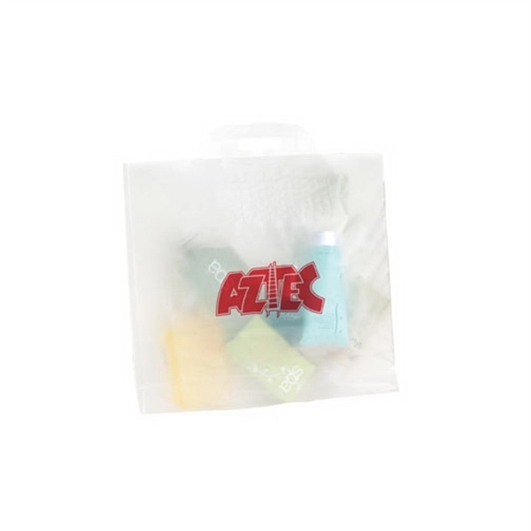 16" x 12" x 6" HDPE/LDPE plastic clear frosted bridge handle... from ASI 35290 American Ad Bag Co