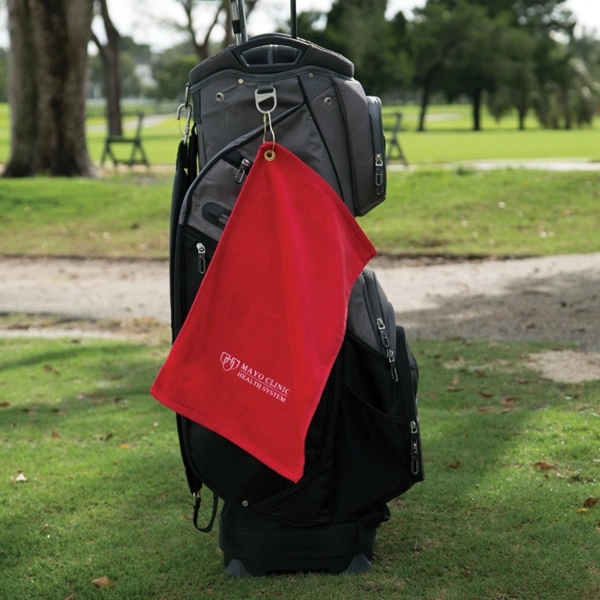 Terry velour twill hemmed fingertip golf towel measuring 11" x 18"... from ASI 79750 Pro Towels