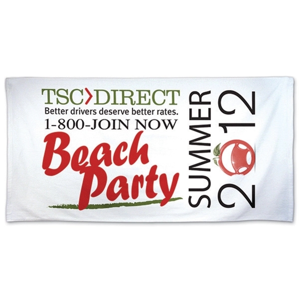 Beach towel measuring 29" x 58" and made of sheared, terry... from ASI 66390 LarLu / McArthur Towel & Sports