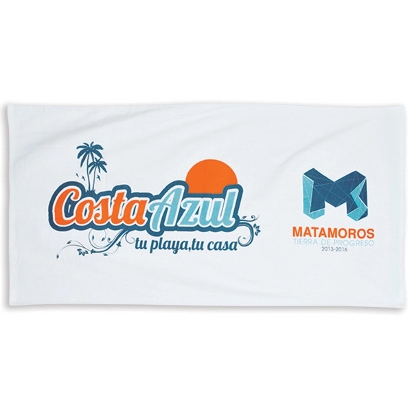 Beach towel measuring 30" x 60" and made of soft, sheared,... from ASI 66390 LarLu / McArthur Towel & Sports