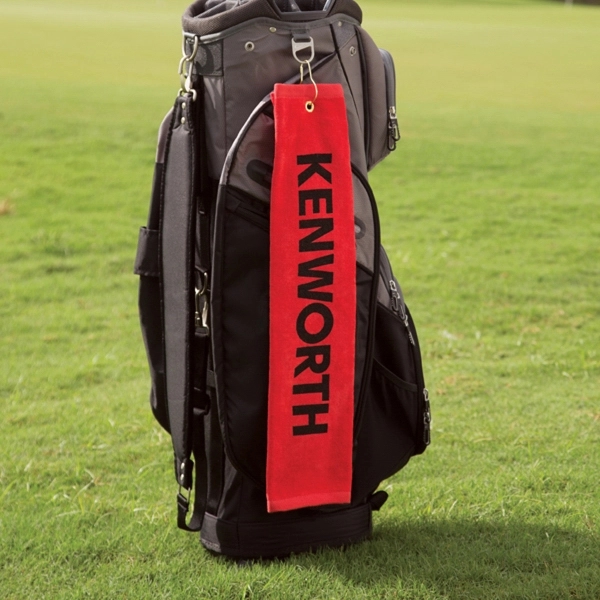 Tri-fold terry velour, dobby hemmed, 100% heavyweight cotton golf towel with... from ASI 79750 Pro Towels