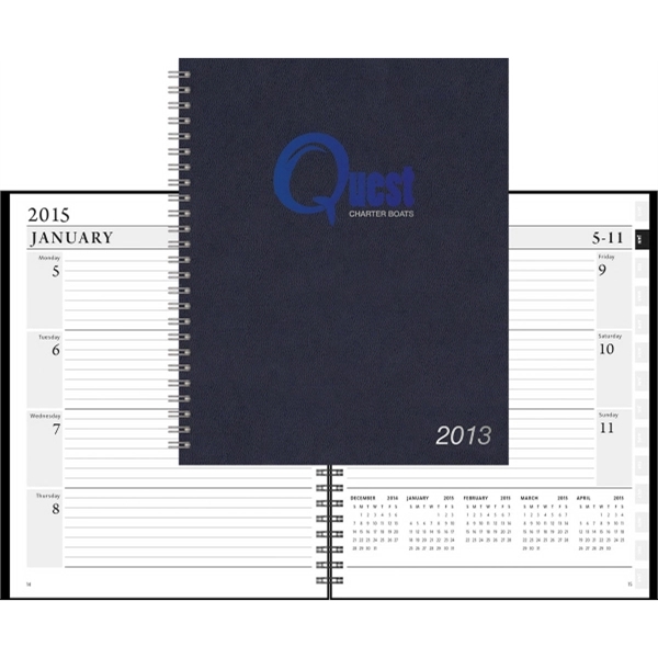 Wire-bound weekly planner with foil imprint and leatherette cover; measures 7"... from ASI 91340 Journalbooks/Timeplanner Calendars