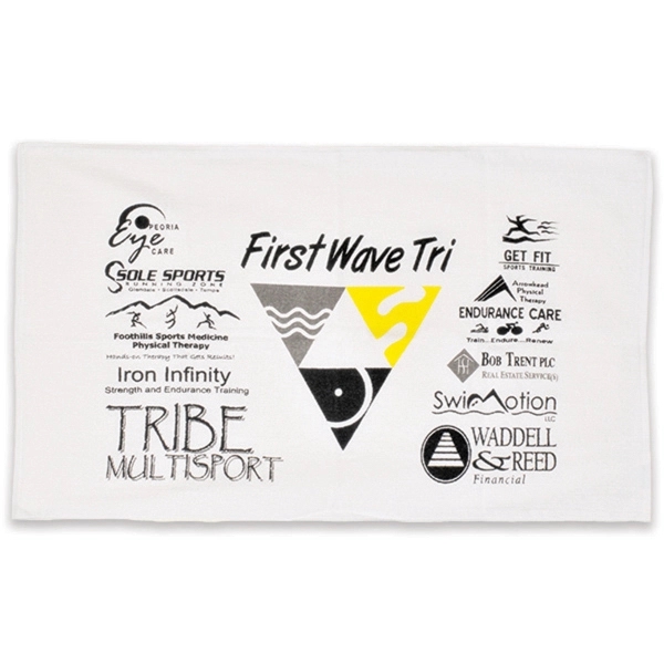 Golf towel measuring 16" x 25" and made of terry cloth... from ASI 66390 LarLu / McArthur Towel & Sports