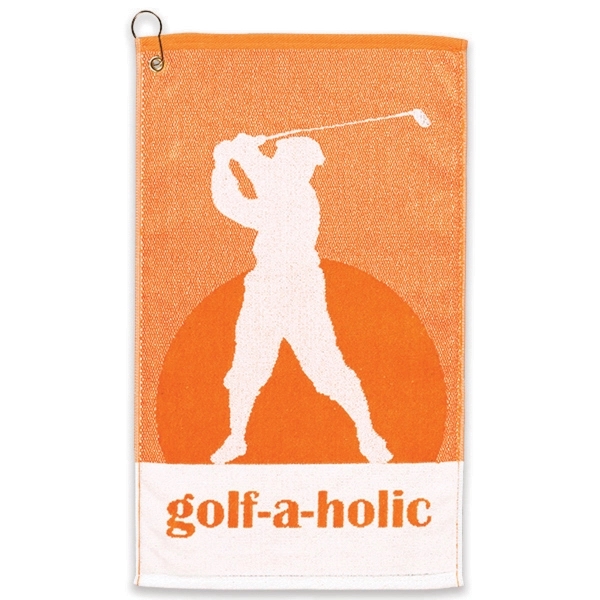 Premium jacquard golf towel measuring 16" x 36" with a sophisticated... from ASI 66390 LarLu / McArthur Towel & Sports