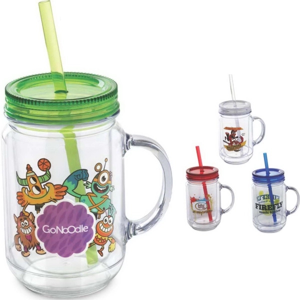 Genie 20oz. Double Wall Mason Jar Style BPA Free Acrylic Mug... from ASI 46755 Cosmo Promos