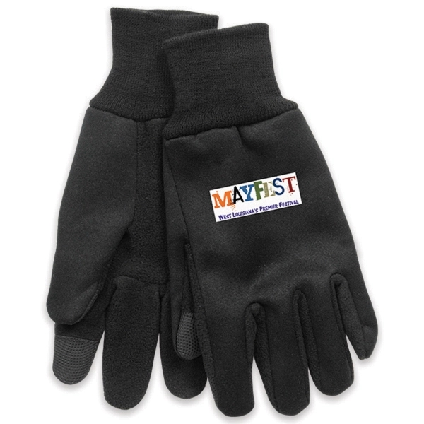 Black fleece gloves with touch sensitive pads to use touchscreen devices.... from ASI 66390 LarLu