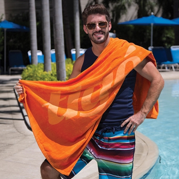 Mid-weight colored beach towel made of 100% cotton that measures 35"... from ASI 79750 Pro Towels