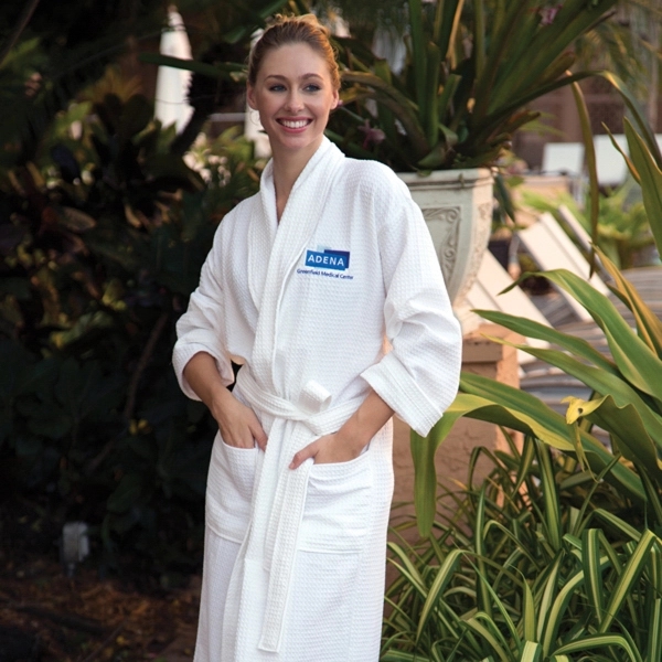 Spa weight waffle weave robe made of 100% cotton, measuring 52"... from ASI 79750 Pro Towels