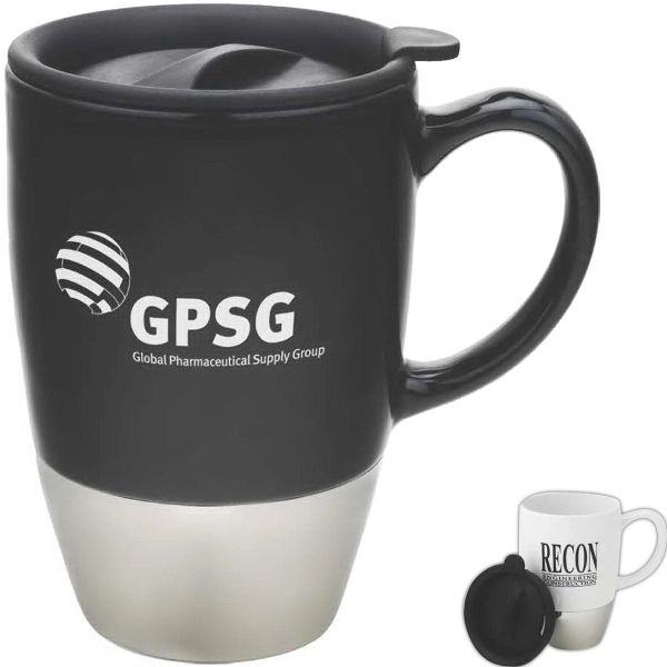15 oz. Ceramic Mug with Steel Accent.... from ASI 46755 Cosmo Promos