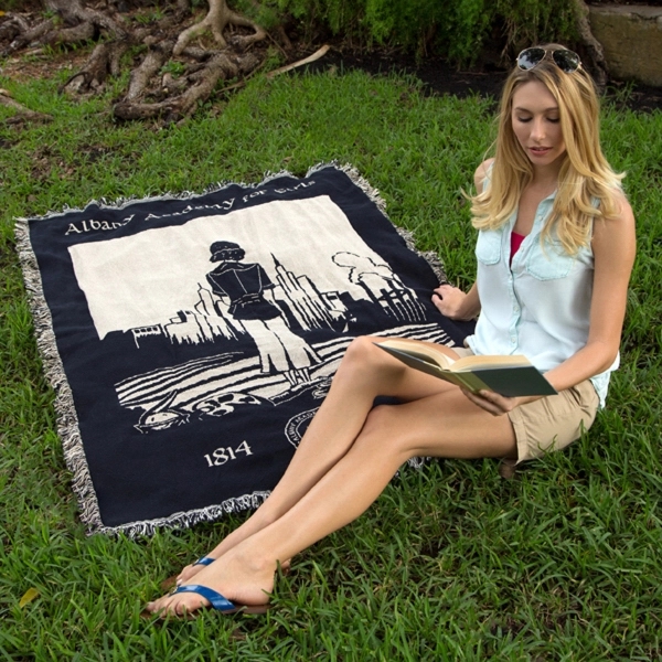Custom woven single layer tapestry throw available in 3 sizes. 100%... from ASI 79750 Pro Towels