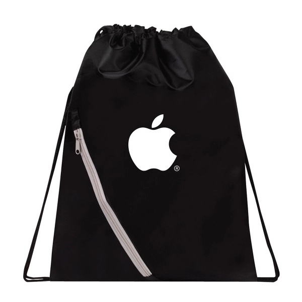 Drawstring backpack features a constrast diagonal zipper pocket. Constructed with 210D... from ASI 30112 ACE Products / Ace Line