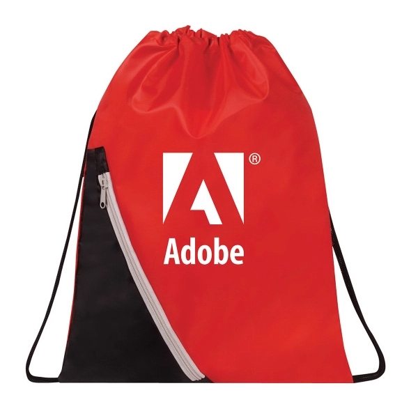 Drawstring backpack features a constrast diagonal zipper pocket. Constructed with 210D... from ASI 30112 ACE Products / Ace Line