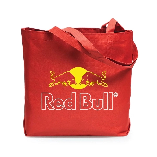 600D polyester tote bags are  made with self fabric handles.... from ASI 30112 ACE Products / Ace Line