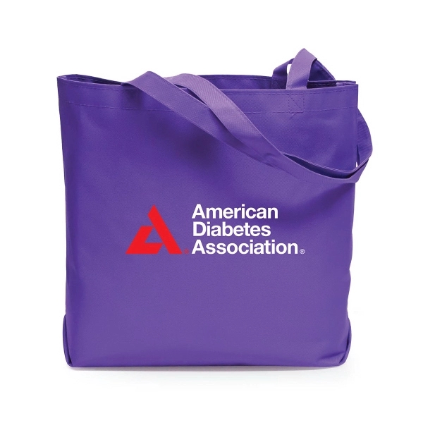 600D polyester tote bags are  made with self fabric handles.... from ASI 30112 ACE Products / Ace Line