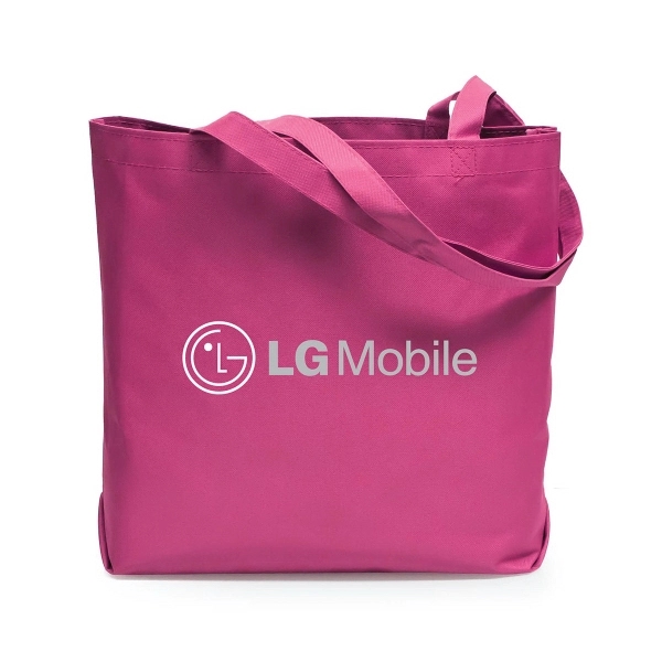 600D polyester tote bags are  made with self fabric handles.... from ASI 30112 ACE Products / Ace Line