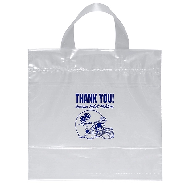Low-density plastic bag with sturdy, fused soft loop handles.... from ASI 37940 Bag Makers Inc