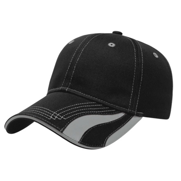 Chino twill low profile six panel structured cap with reflective visor,... from ASI 43792 Cap America Inc