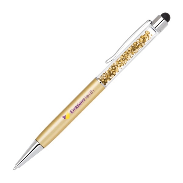 Elegant twist-action brass stylus pen with matching crystals and barrel colors... from ASI 68190 Lungsal