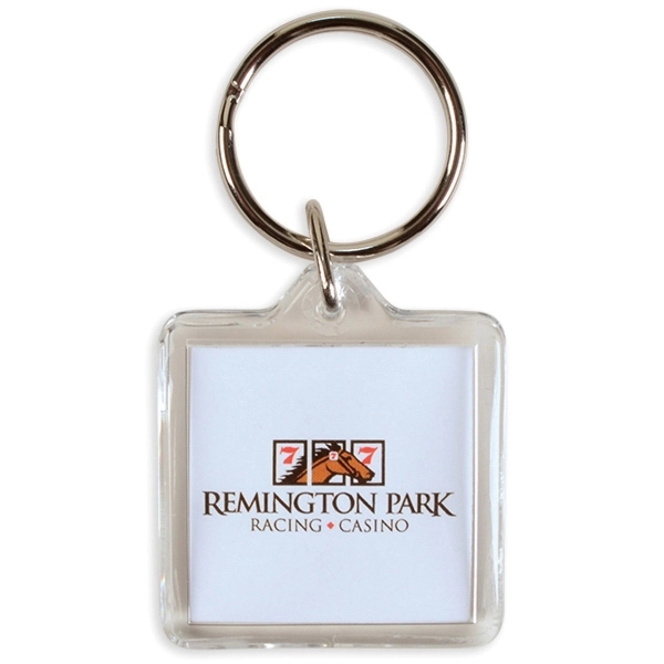 1.5" x 1.5" square key ring with beautiful clear acrylic encasement.... from ASI 66390 LarLu