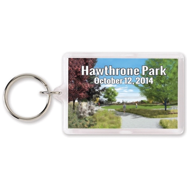 1.375" x 2.125" rectangle key ring with clear acrylic encasement.... from ASI 66390 LarLu