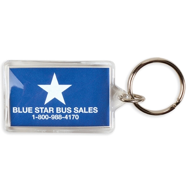 1.875" x 2.875" rectangle key ring with clear acrylic encasement.... from ASI 66390 LarLu