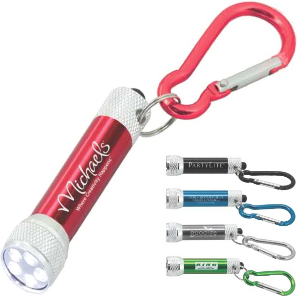 Flashlight with five bright LED lights on a sturdy carabiner clip.... from ASI 46755 Cosmo Promos