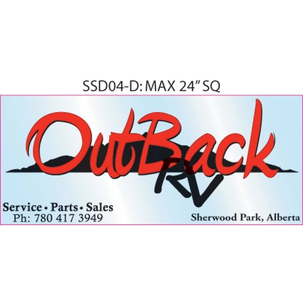 Custom shaped vinyl decal,  16.1" up to 24" square inches.... from ASI 79392 Premiums Plus Inc