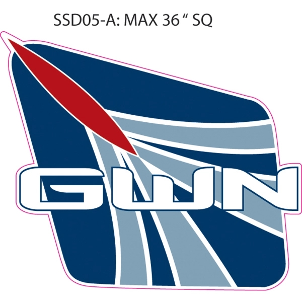 Custom shaped vinyl decal,  24.1" up to 36" square inches.... from ASI 79392 Premiums Plus Inc