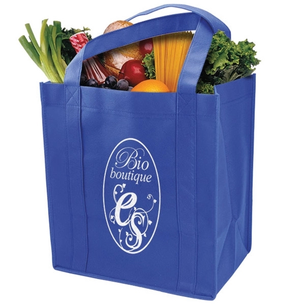 Reusable grocery tote made of 100% nonwoven polypropylene recyclable material with... from ASI 43051 CPS / Keystone CPS CPS/Keystone