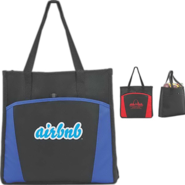Shopping tote made of 600 denier polyester, measures 15"W x 15"H... from ASI 46755 Cosmo Promos / Cosmo Fiber